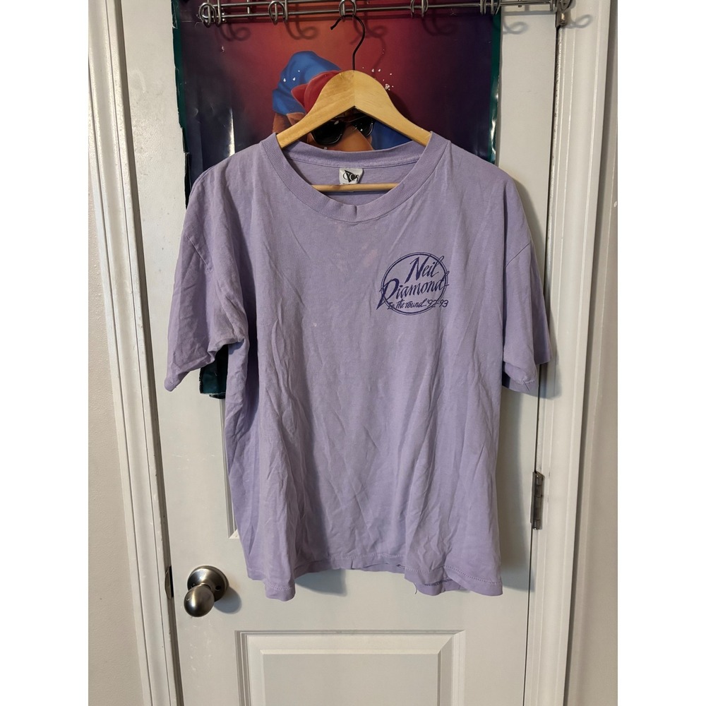 Vintage 1992 Neil Diamond In The Round Tour T-Shirt XL Purple Made in USA 90s